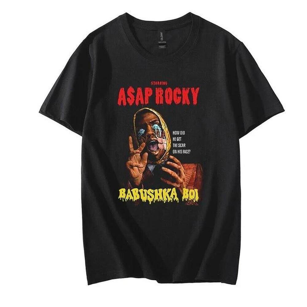 Black Cotton Streetwear T Shirt With Bold Graphic Print